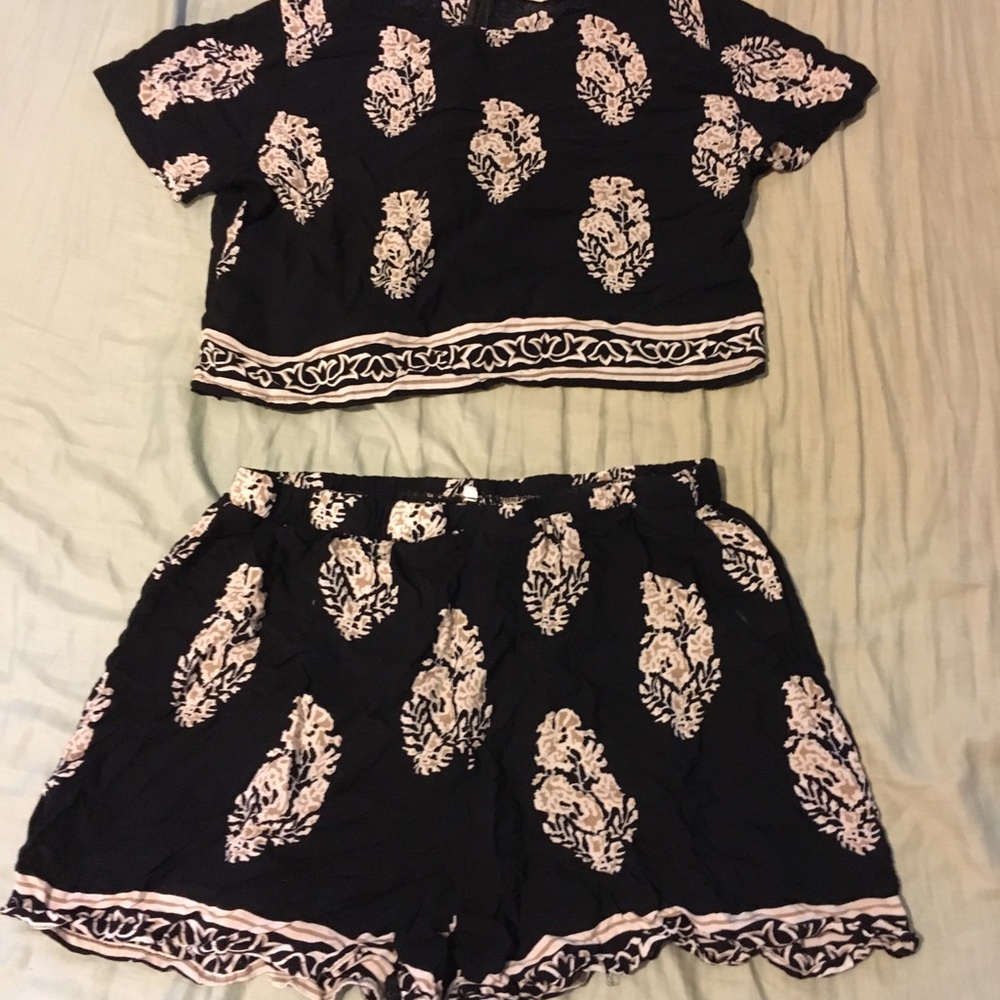 Two piece matching shorts and crop top